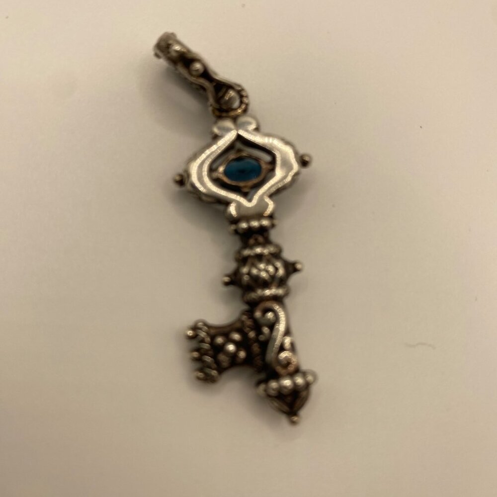 Barbara Bixby London Blue Topaz Key Enhancer Sterling Silver 18K Gold Pendant - Picture 4 of 6